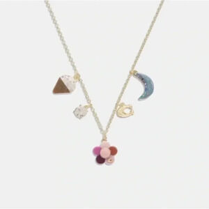 NEW COACH FLOWER MOON CHARM NECKLACE